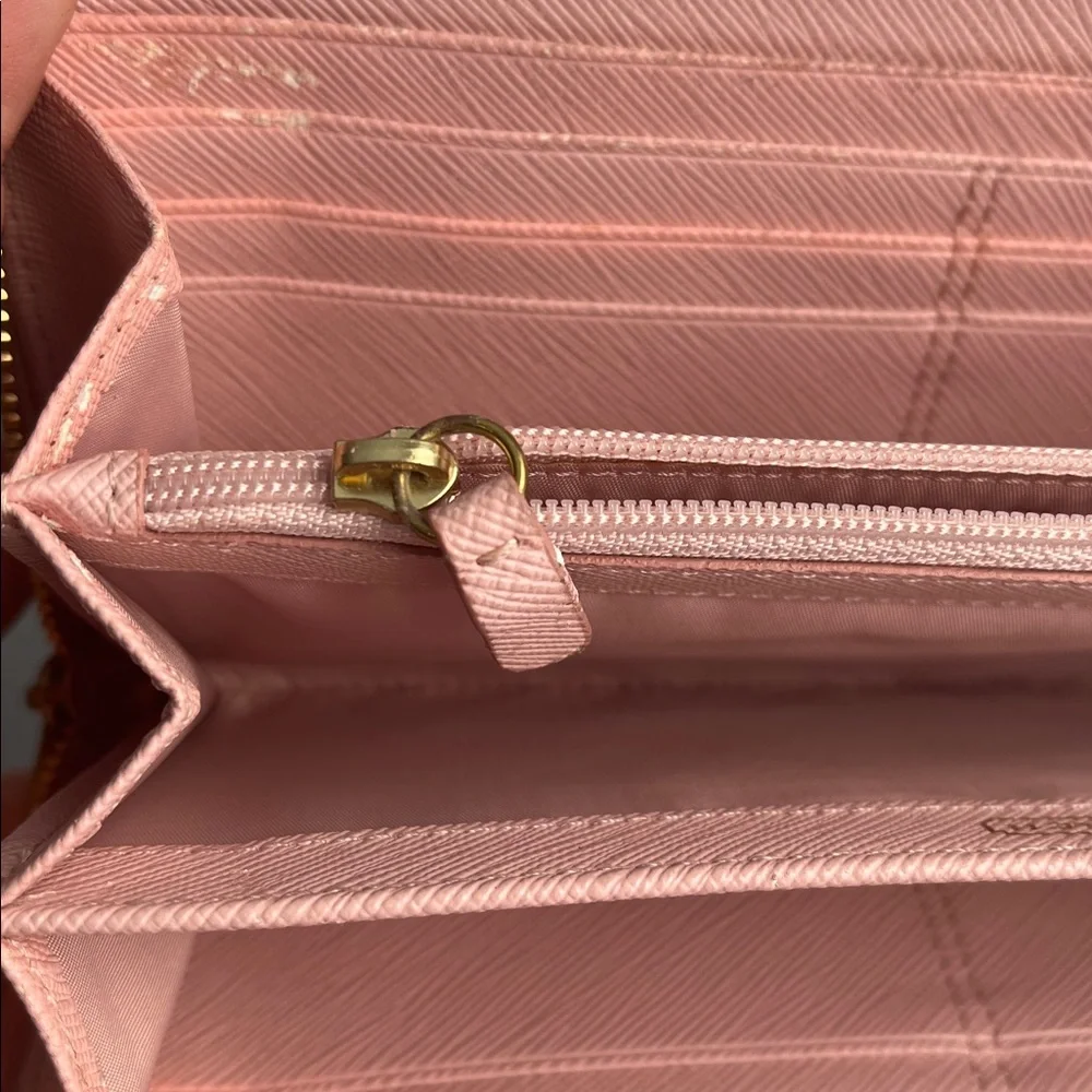 Coach Pink and Gold Heart Pattern Wallet